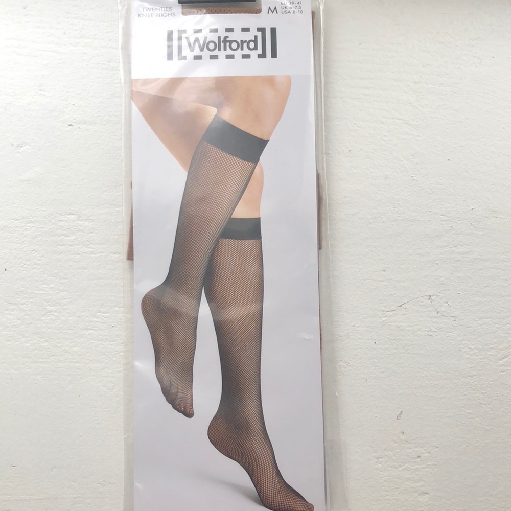 Brand New! Never worn! Fine-net knee highs. Honey Size M 8-10